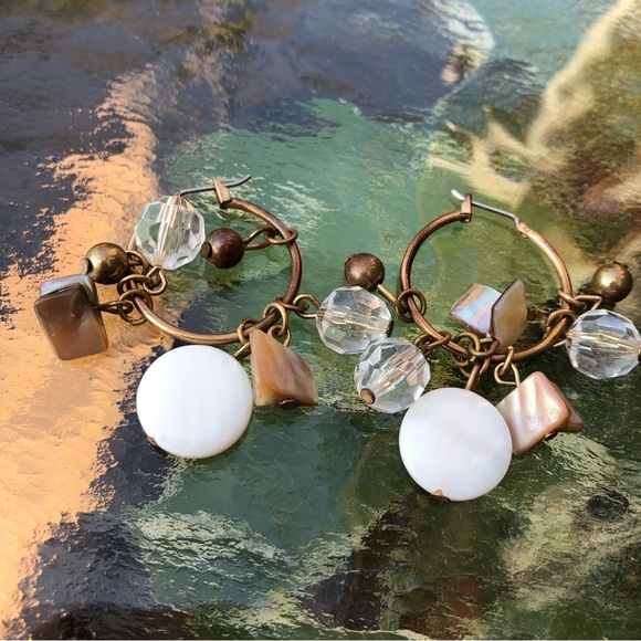 LB Hoop Multi Beaded Earrings - Picture 1 of 4